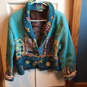 Tropical short jacket/sweater oversized Small